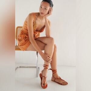 Pilcro | Anthropologie Harness Tie Up Gladiator Leather Sandal 8